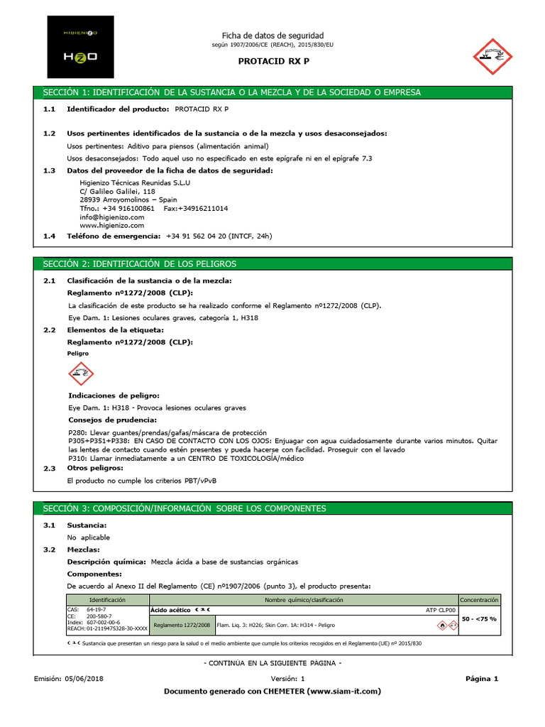 MSDS RX P - Español | PDF | Química