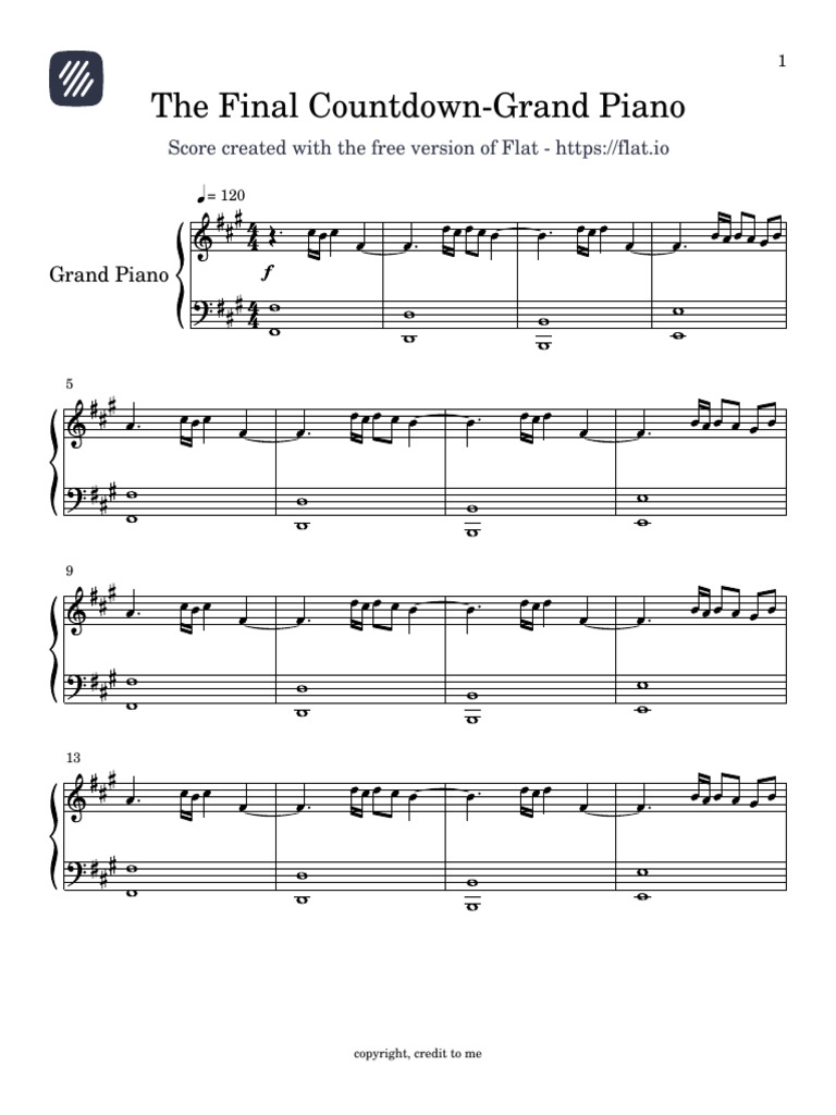 The Final Countdown-Grand Piano | PDF