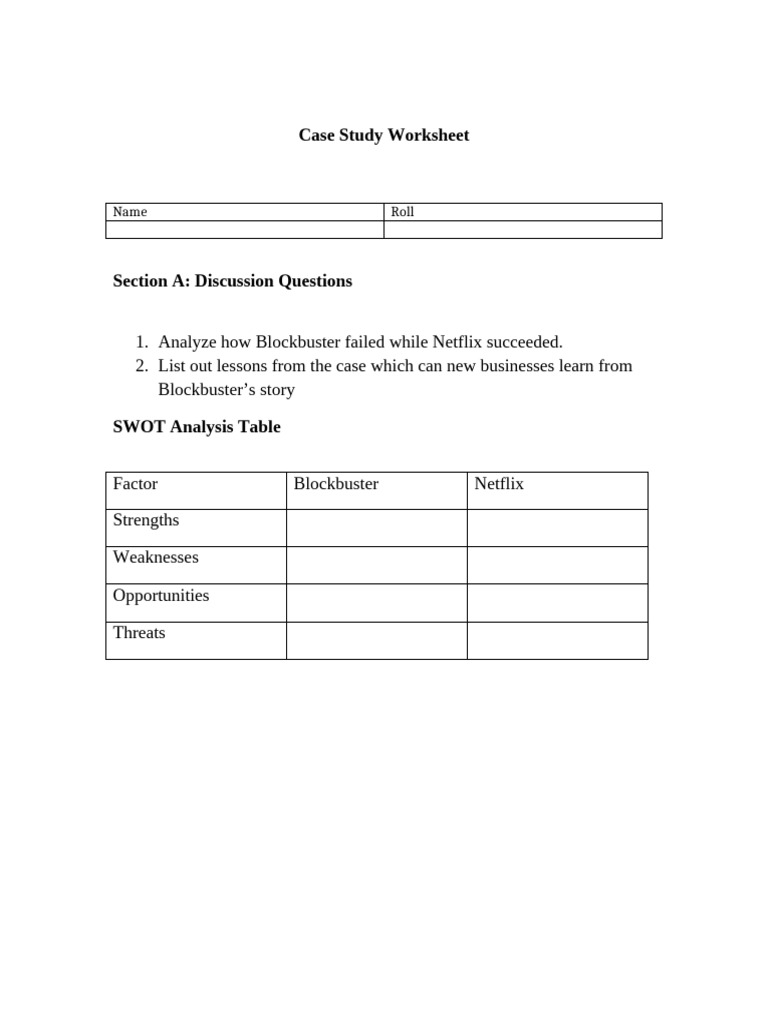 Blockbuster Case Worksheet | PDF