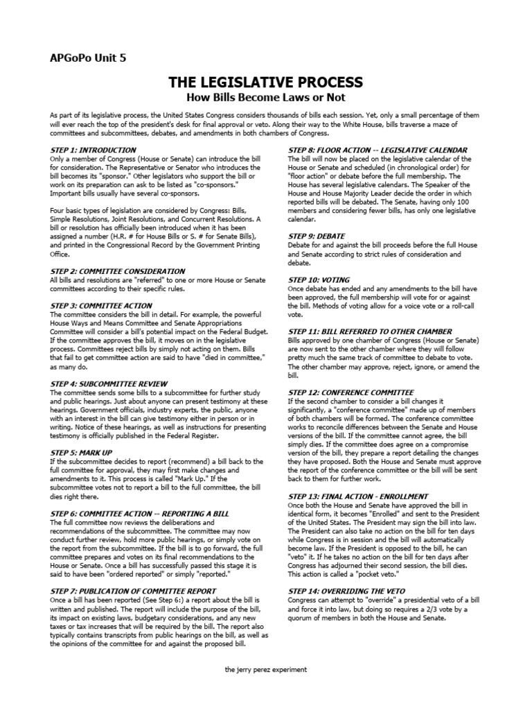 5a-8 The Legislative Process | PDF | Bill (Law) | Committee