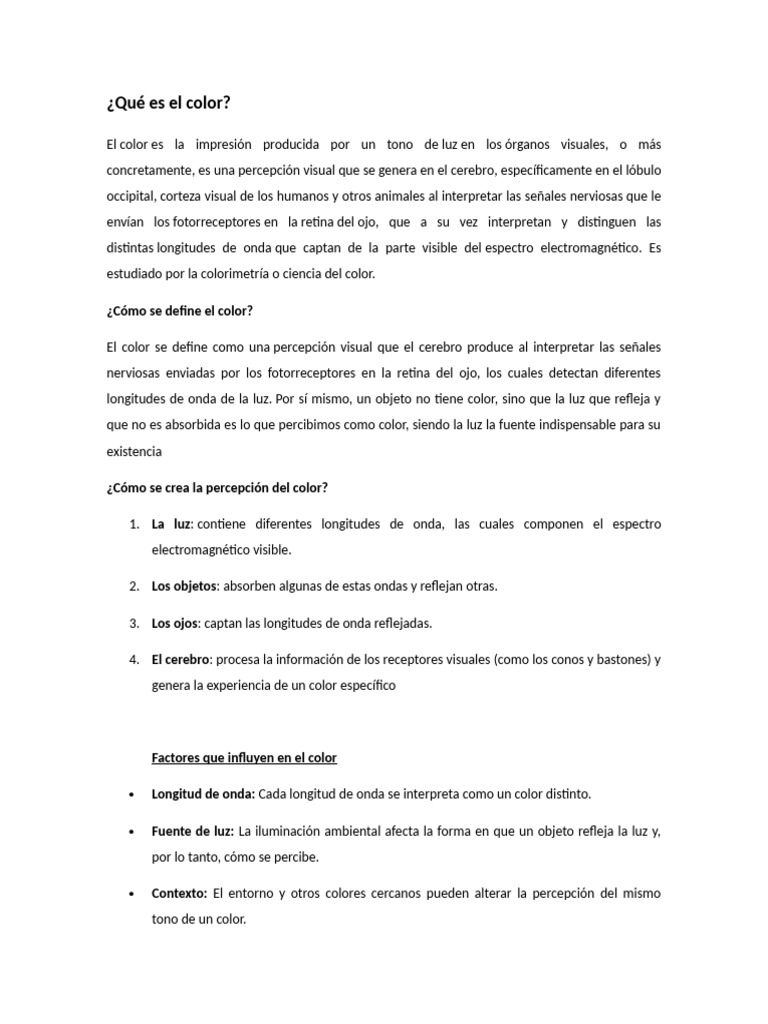 Definición y percepción del color | PDF | Color | Percepción visual