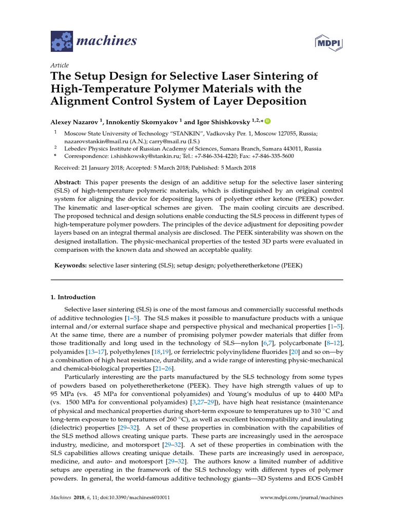 The Setup Design For Selective Laser Sintering of | PDF | Laser | Materials