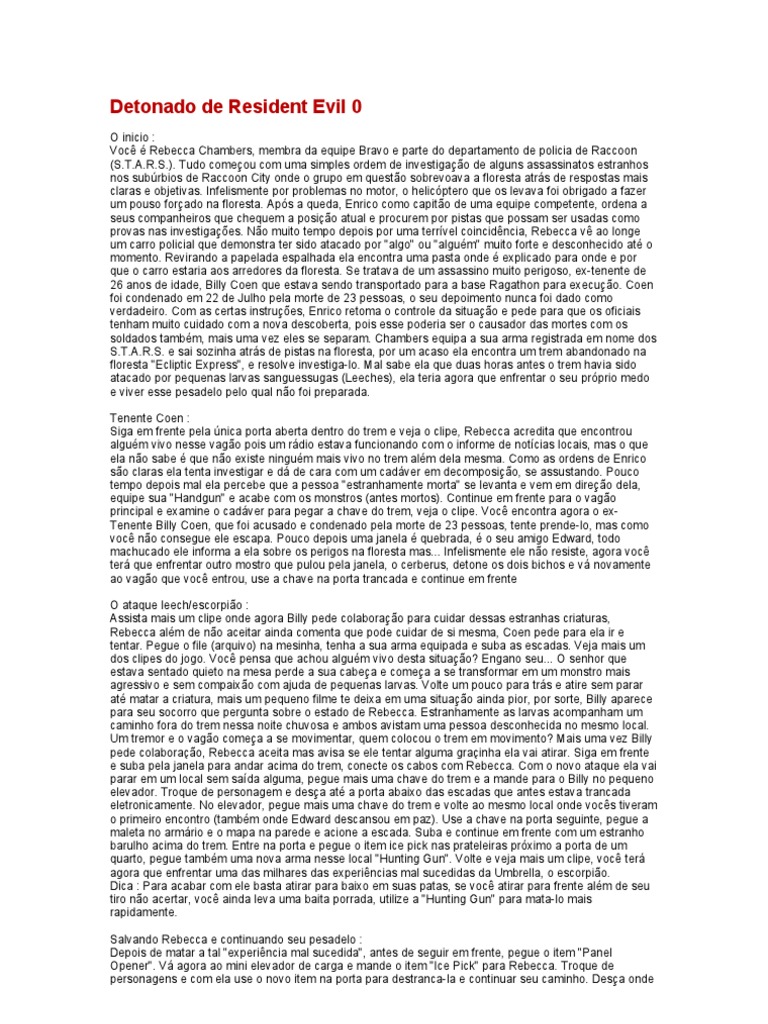 Detonado de Resident Evil 0 | PDF | Lazer | Natureza, image size:768x1024