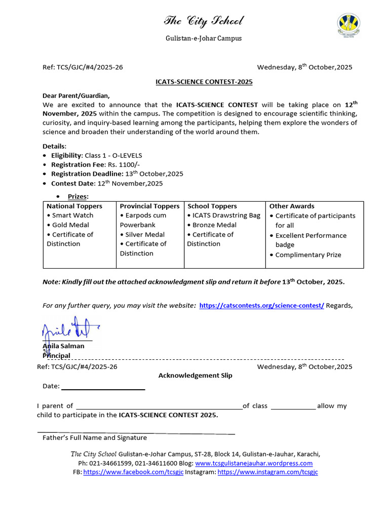 ICATS Science Contest 2025 Details | PDF