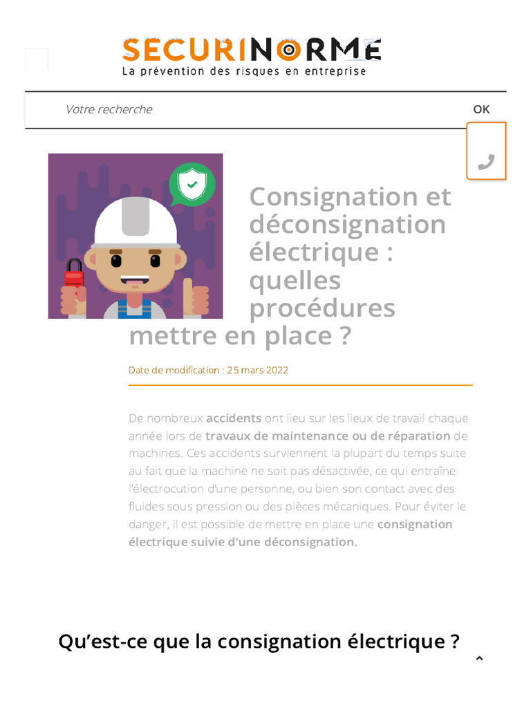 Procédures de consignation électrique | PDF | Sécurité | Machine