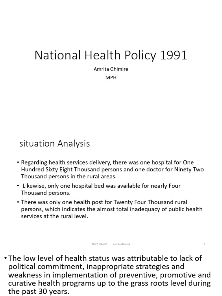 Nepal National Health Policy 1991 Overview | PDF | Policy | Public Health