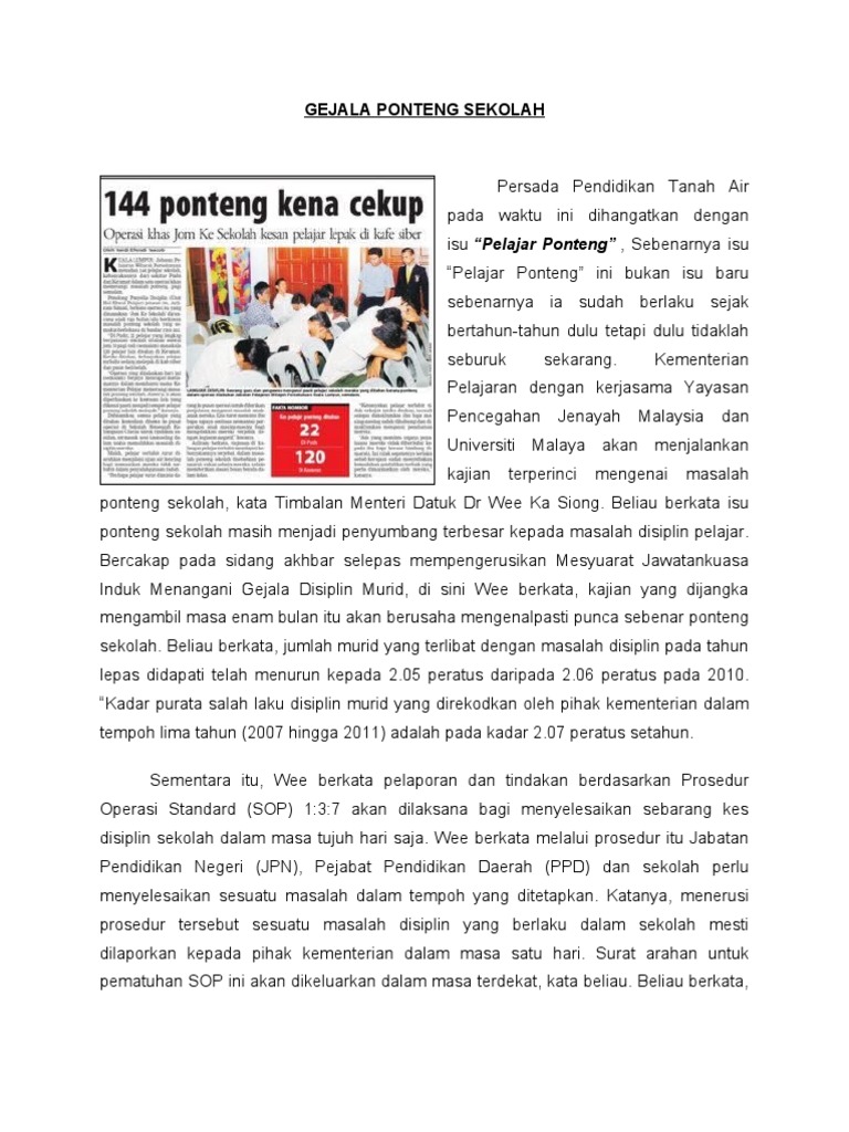 Gejala Ponteng Sekolah | PDF