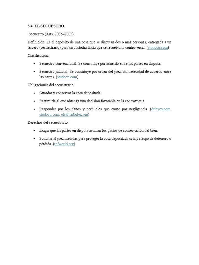 Definición y Clasificación del Secuestro | PDF