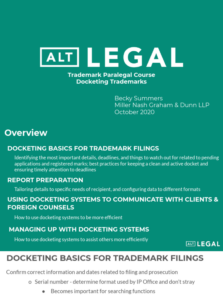 Trademark Docketing Best Practices Guide | PDF | Trademark | Computing