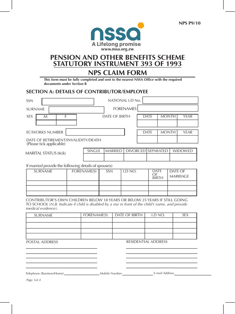 NSSA Pension Claim Form Guide | PDF | Birth Certificate | Employment