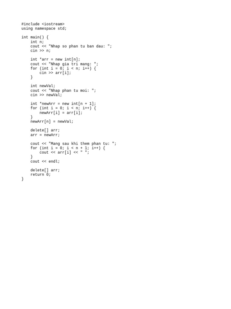 Dynamic Array Element Addition in C++ | PDF