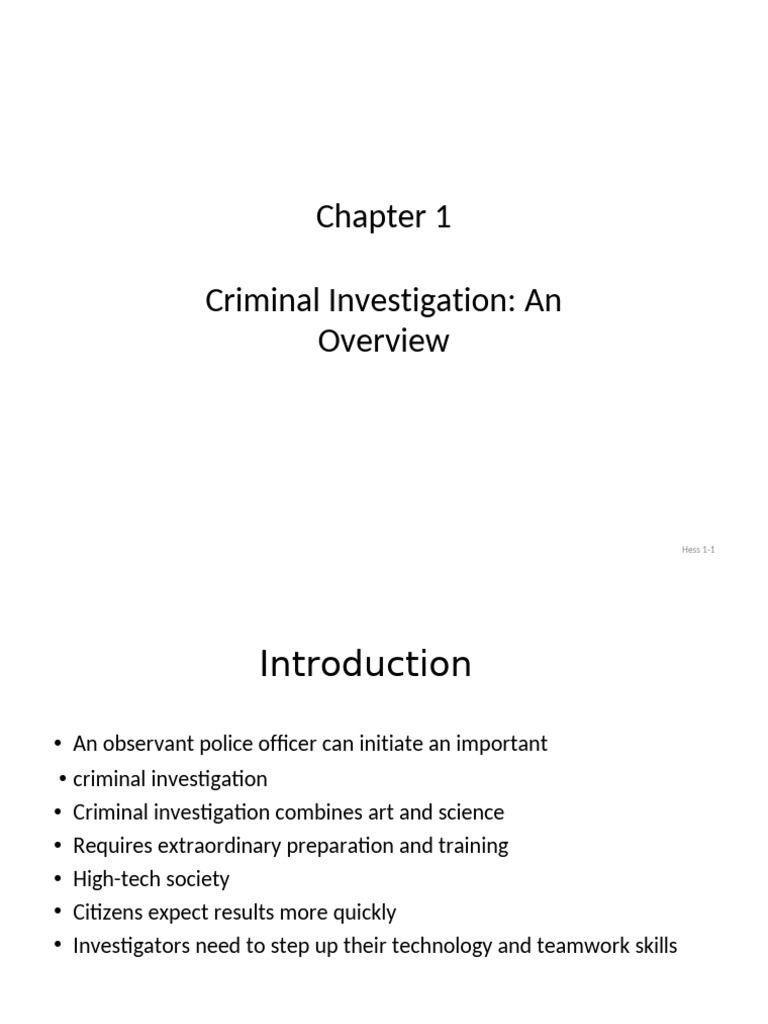 Overview of Criminal Investigation Principles | PDF | Crime Scene ...