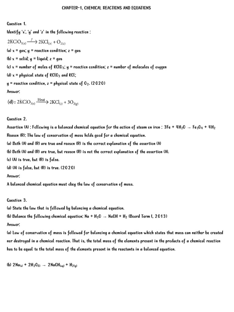 Chapter-1, Chemical Reactions and Equations-1 | PDF | Chemical ...