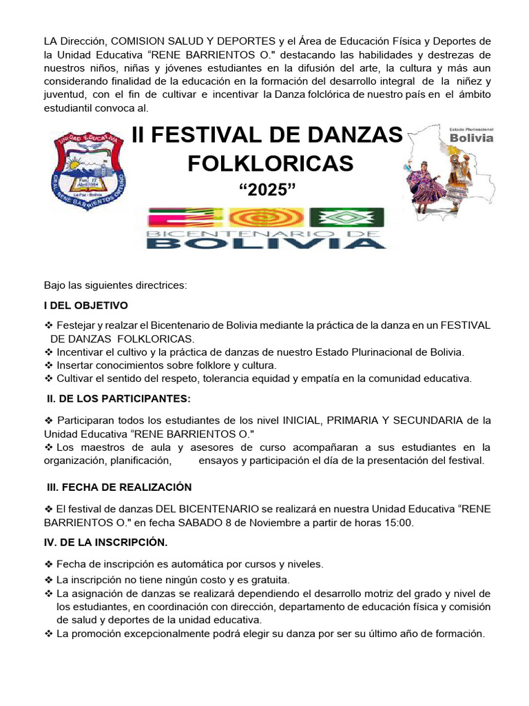II Festival de Danzas Folklóricas 2025 | PDF | Bailes | Folklore