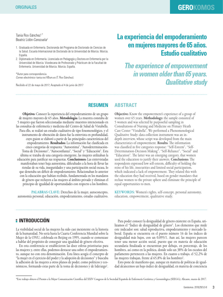 Empoderamiento en Mujeres Mayores de 65 Años | PDF | Empoderamiento | Mujer