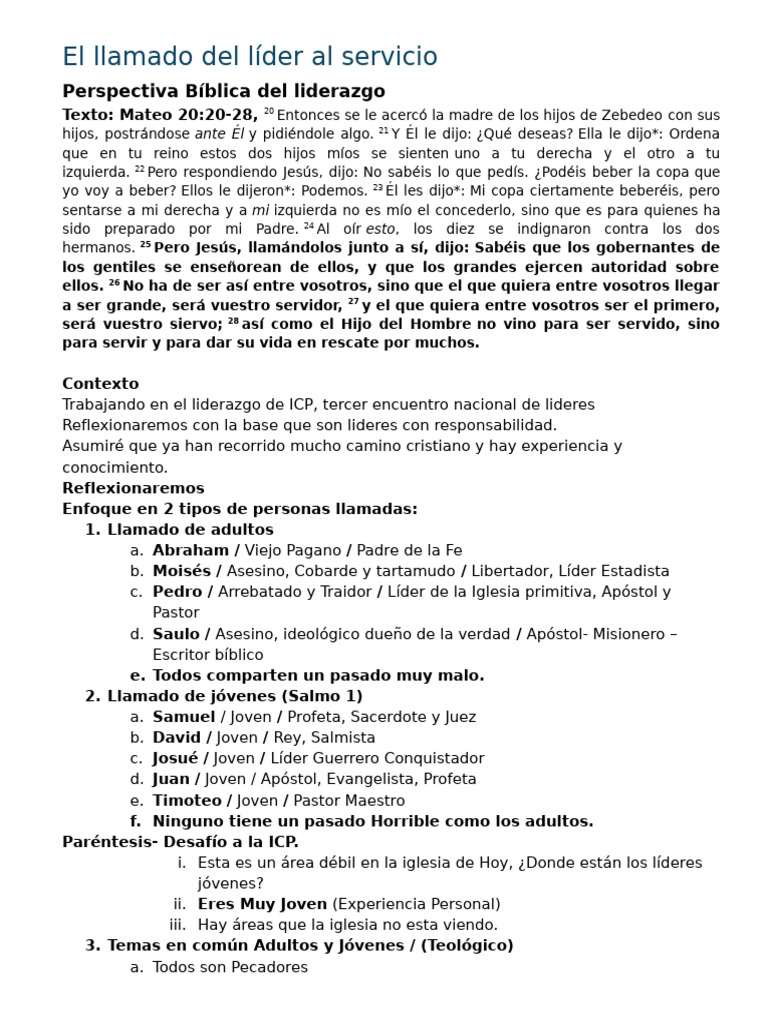 Liderazgo y Servicio en la Biblia | PDF | Jesús | Apóstol