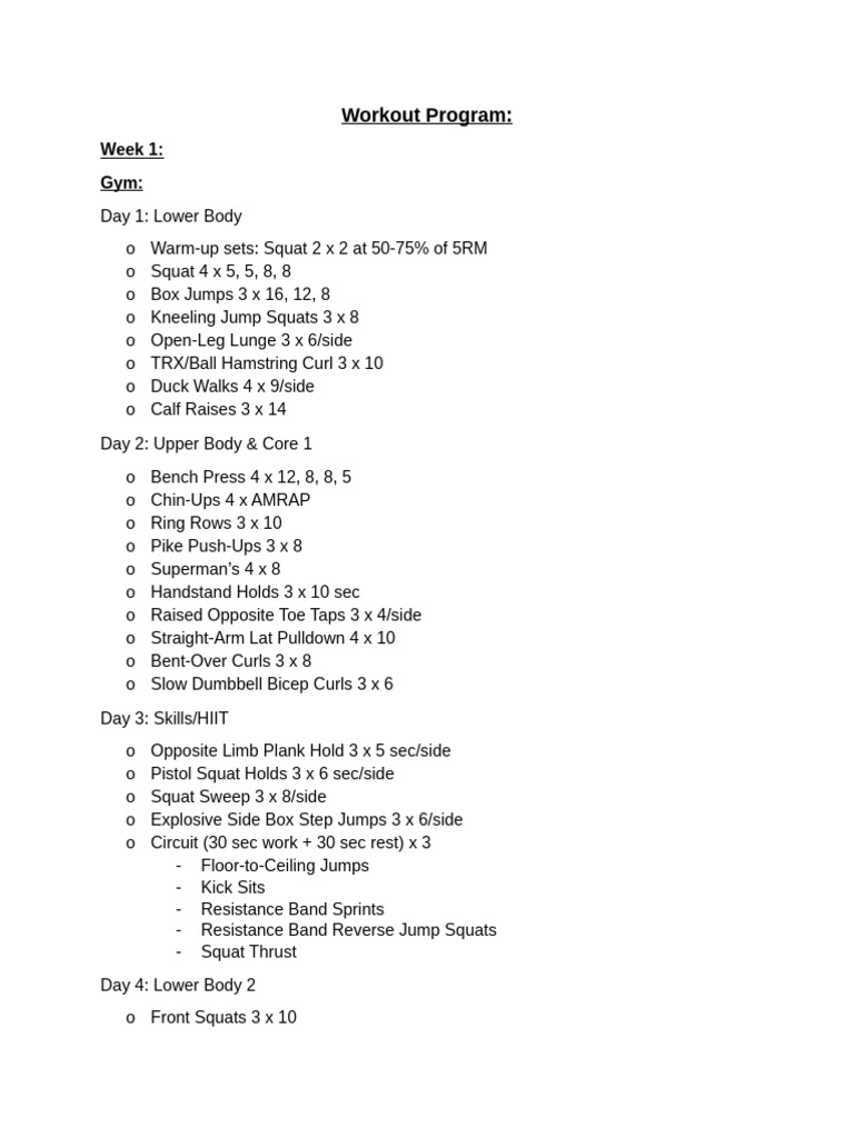 6-Week Comprehensive Workout Plan | PDF | Physical Exercise | Strength ...