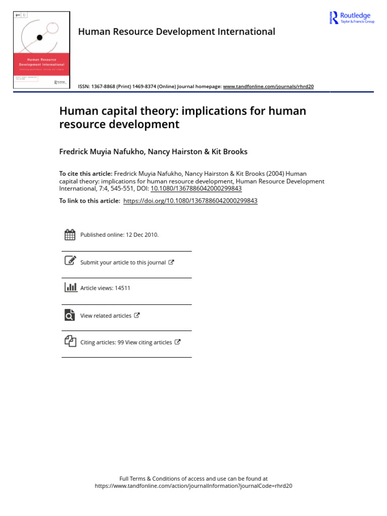 Human Capital Theory in HR Development | PDF | Human Capital | Capital ...