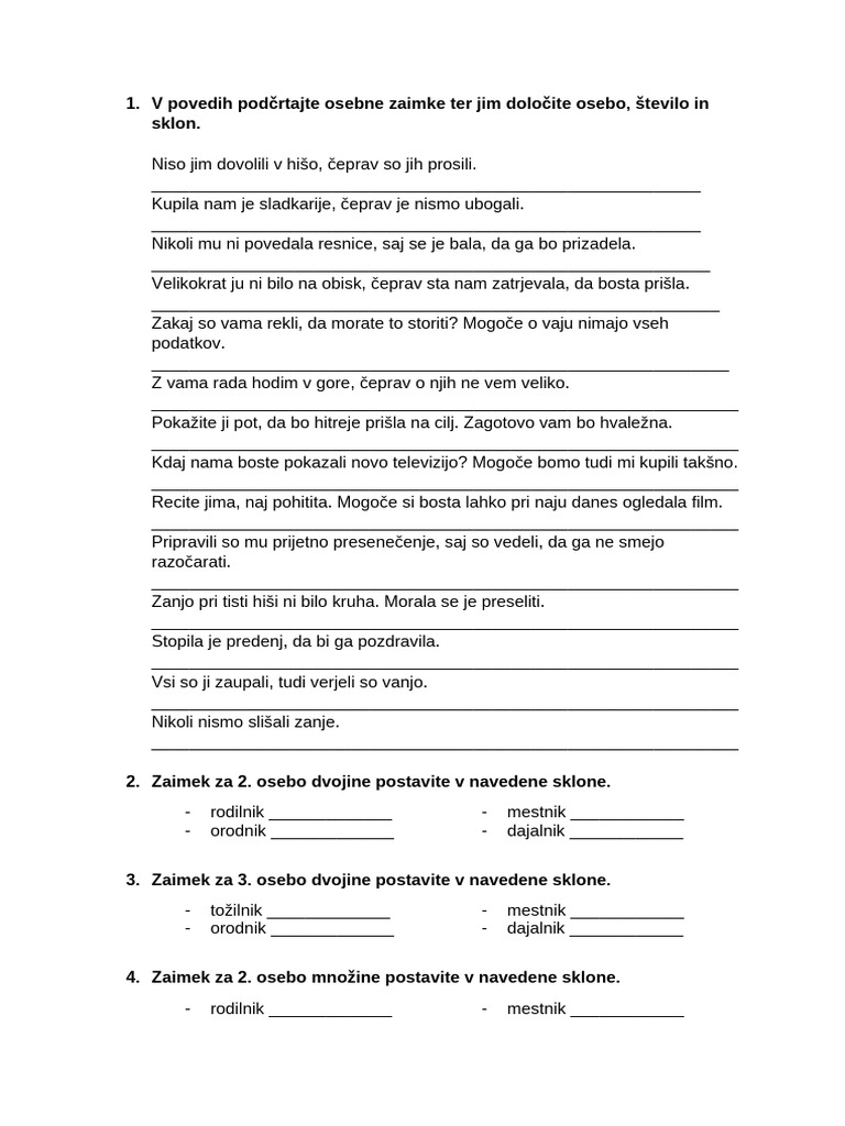 OSEBNI ZAIMKI 2 - Skloni | PDF