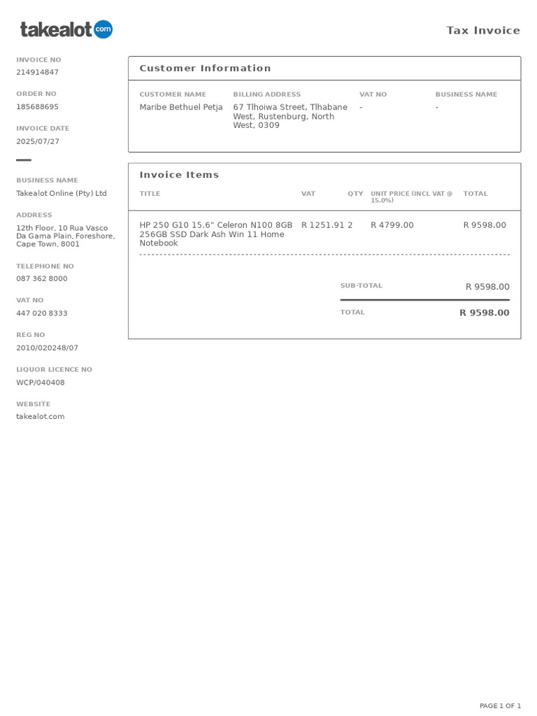 Invoice 214914847-1 | PDF