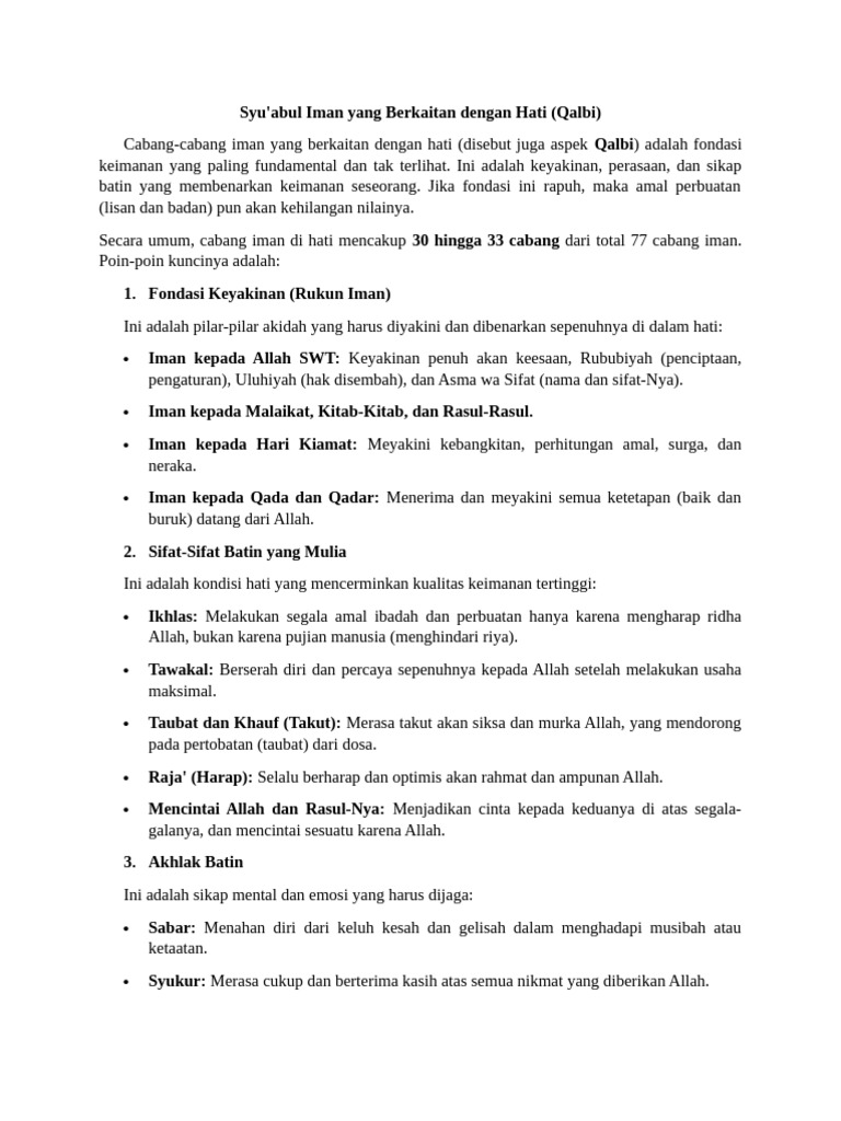 Syu'Abul Iman DGN Hati | PDF