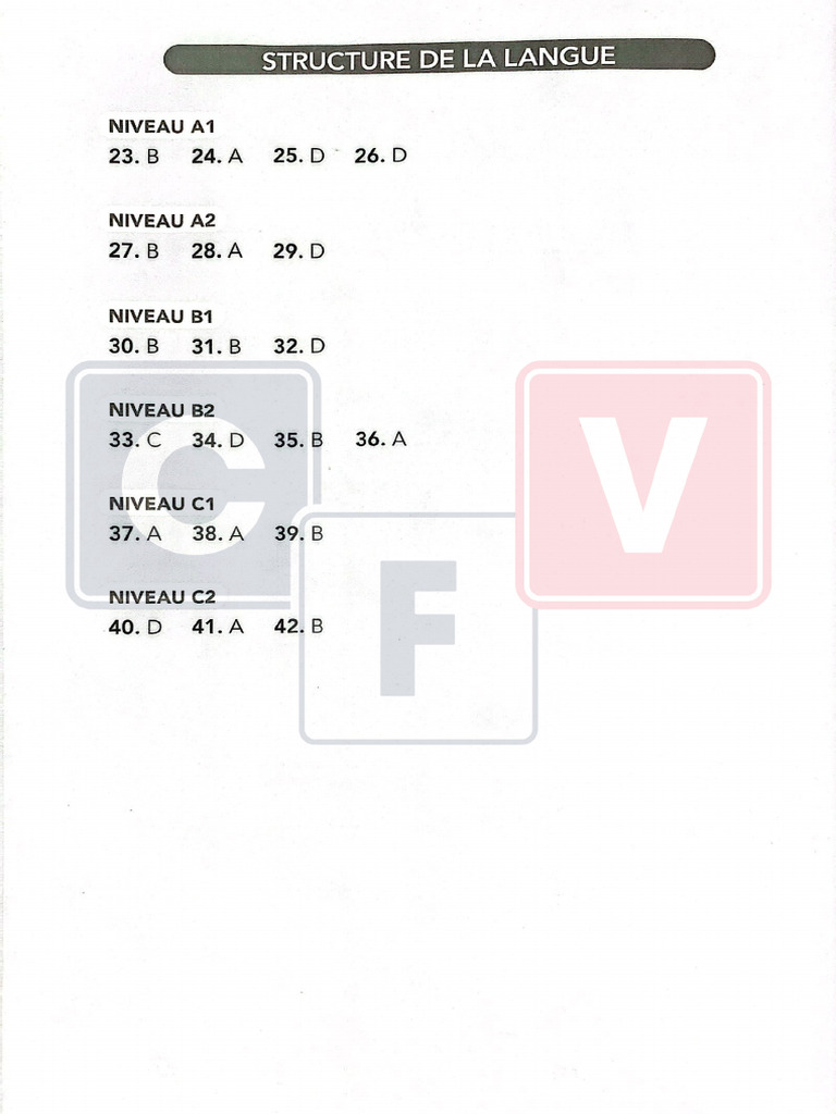 TCF - Structure de La Langue - Đề 2 ĐÁP ÁN | PDF