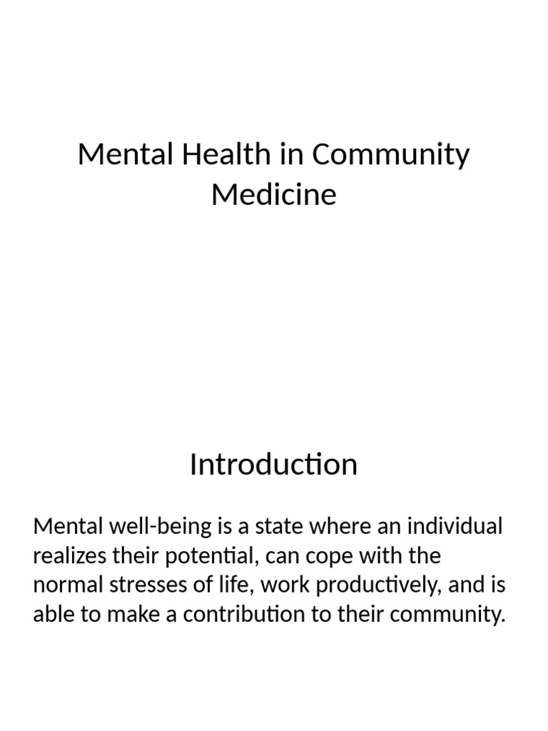Community Mental Health Overview | PDF | Mental Disorder | Mental Health