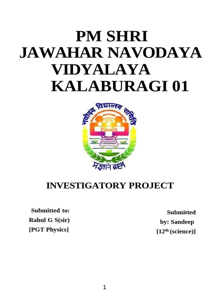 Physics Investigatory Project New Sandeep | PDF | Refractive Index ...