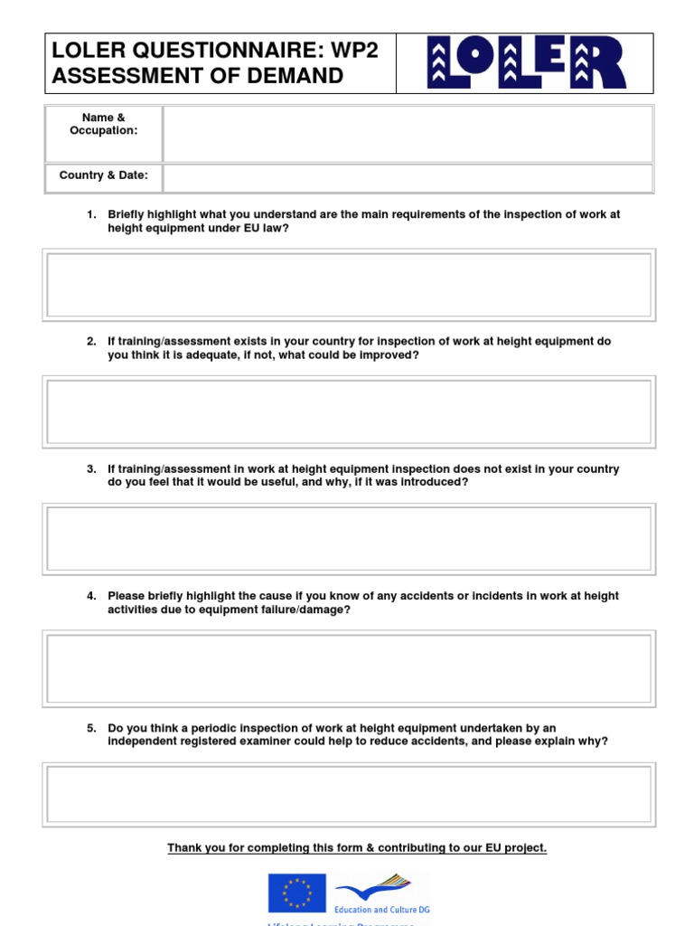 Assessment of Demand Questionnaire-BR | PDF | Safety | Business