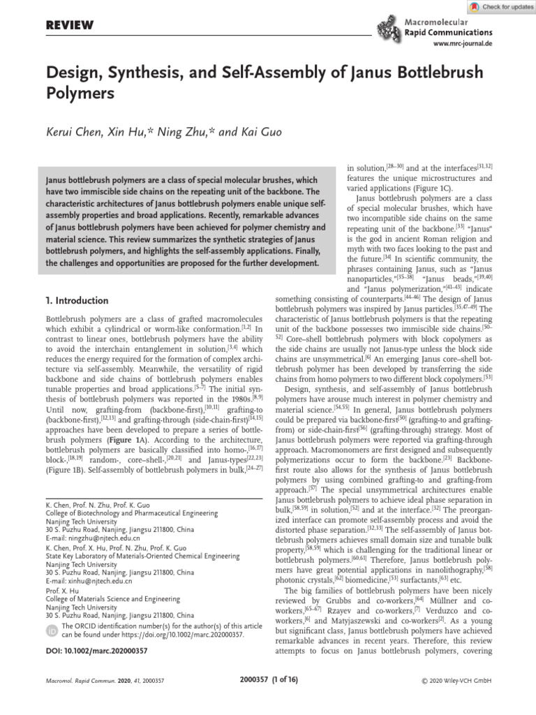 Macromolecular Rapid Communications - 2020 - Chen - Design Synthesis ...