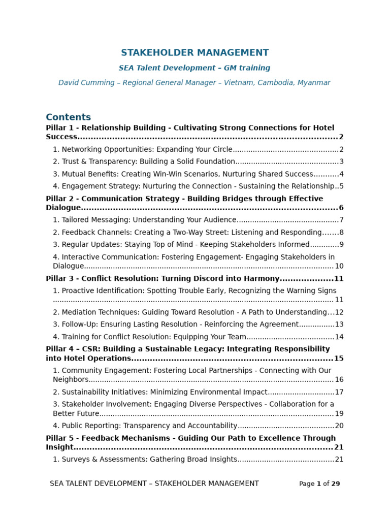 Stakeholder Management Training Guide | PDF | Corporate Social ...