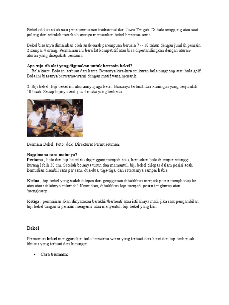 Bekel Adalah Salah Satu Jenis Permainan Tradisional Dari Jawa Tengah - Bacaan Permainan Tradisional Bahasa Jawa