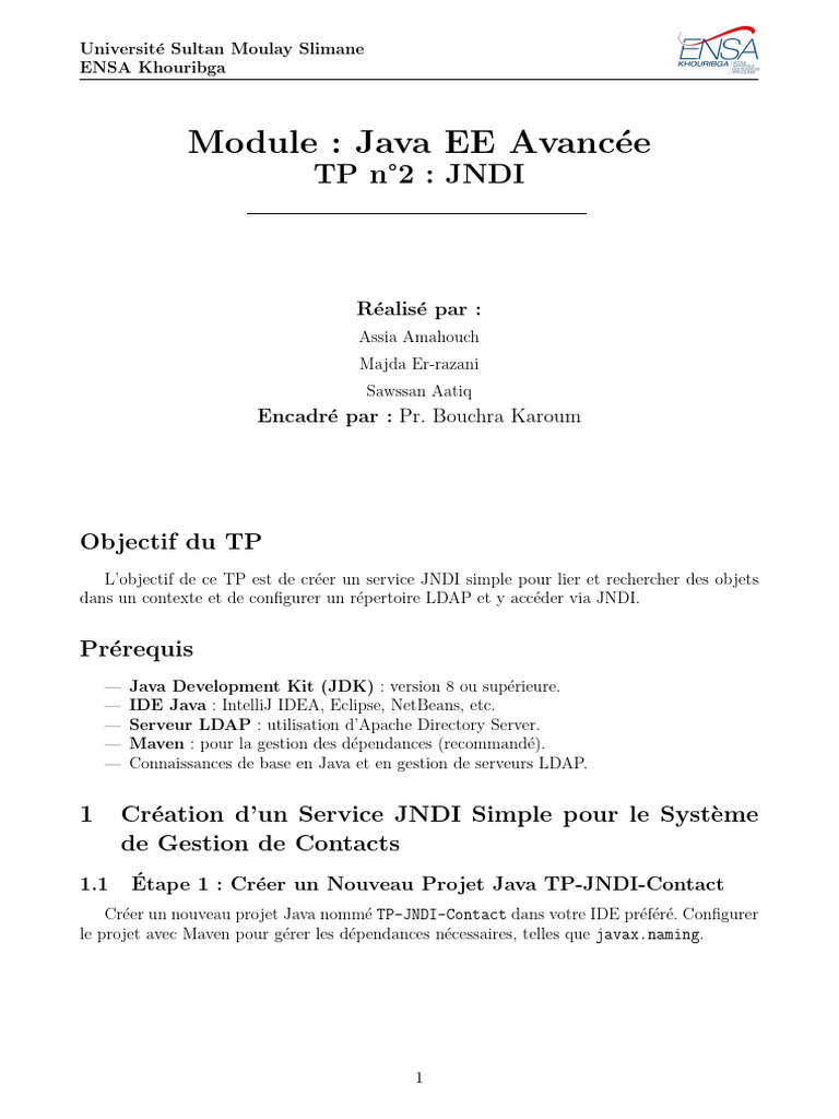 Service JNDI et LDAP en Java EE | PDF | Service réseau | Protocoles ...