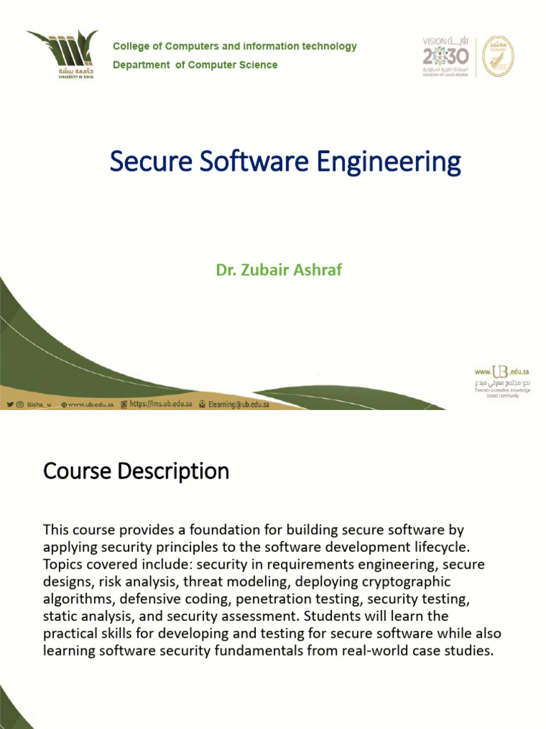 Secure Software Engineering Course Overview | PDF | Information ...