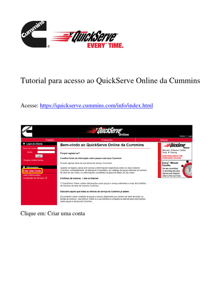 Acesso ao QuickServe Online Cummins | PDF