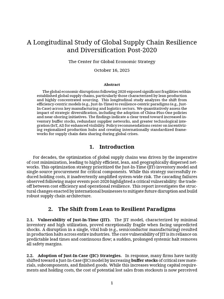 Report 4 Global Supply Chain Resilience Post-2020 | PDF | Lean ...