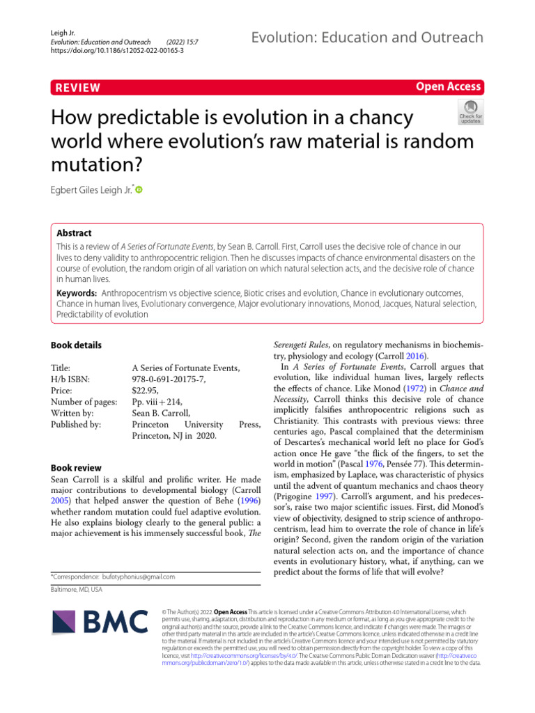 Leigh - 2022 - How Predictable Is Evolution in A Chancy World Where ...