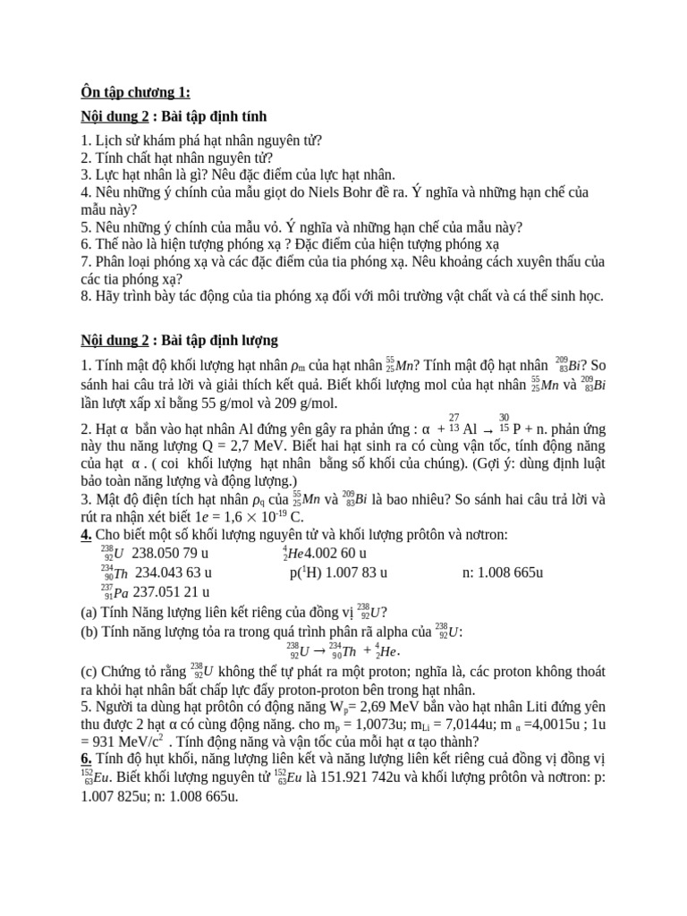 BT Chương 1 - Phan 1 | PDF
