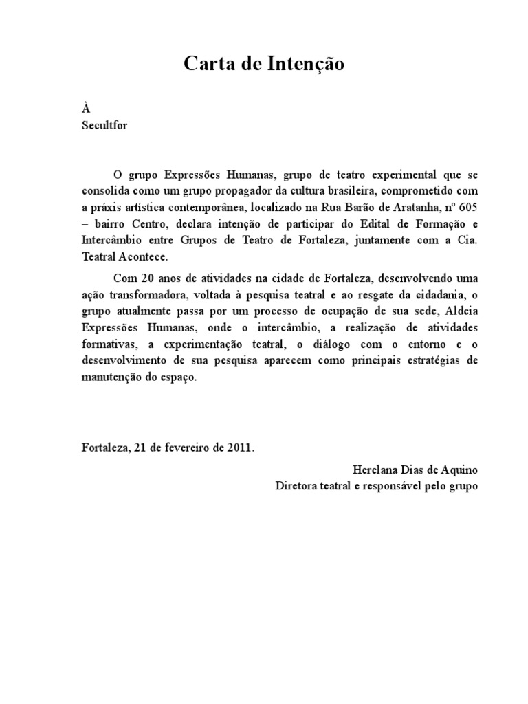 Carta+de+intenção++intercâmbio