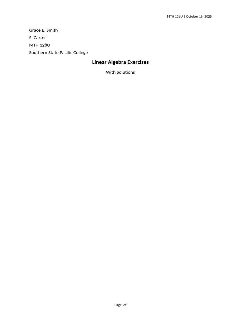 Linear Algebra Exercises and Solutions | PDF