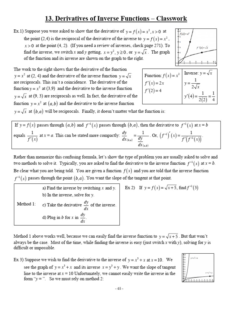 Derivatives of Inverse Functions Explained | PDF | Function ...