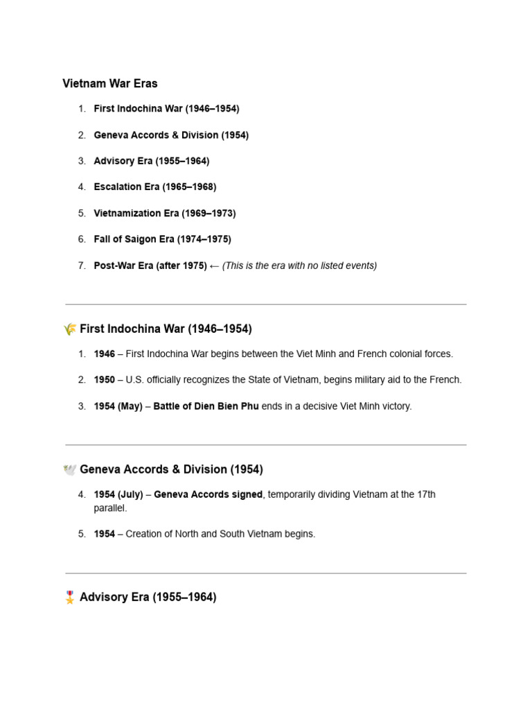 Key Eras of the Vietnam War | PDF