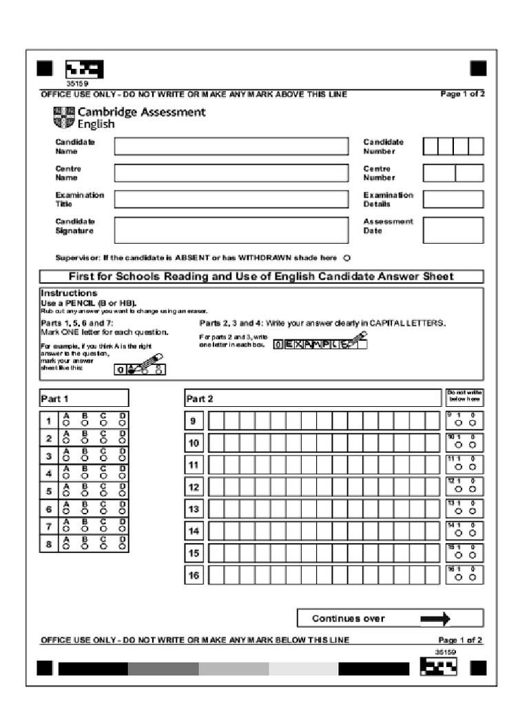 B2 First Answersheets | PDF