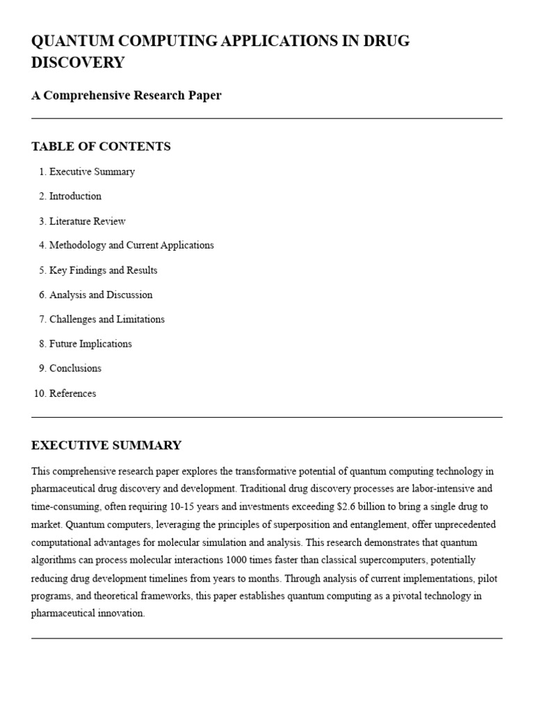 Quantum Computing in Drug Discovery | PDF | Quantum Computing | Drug ...