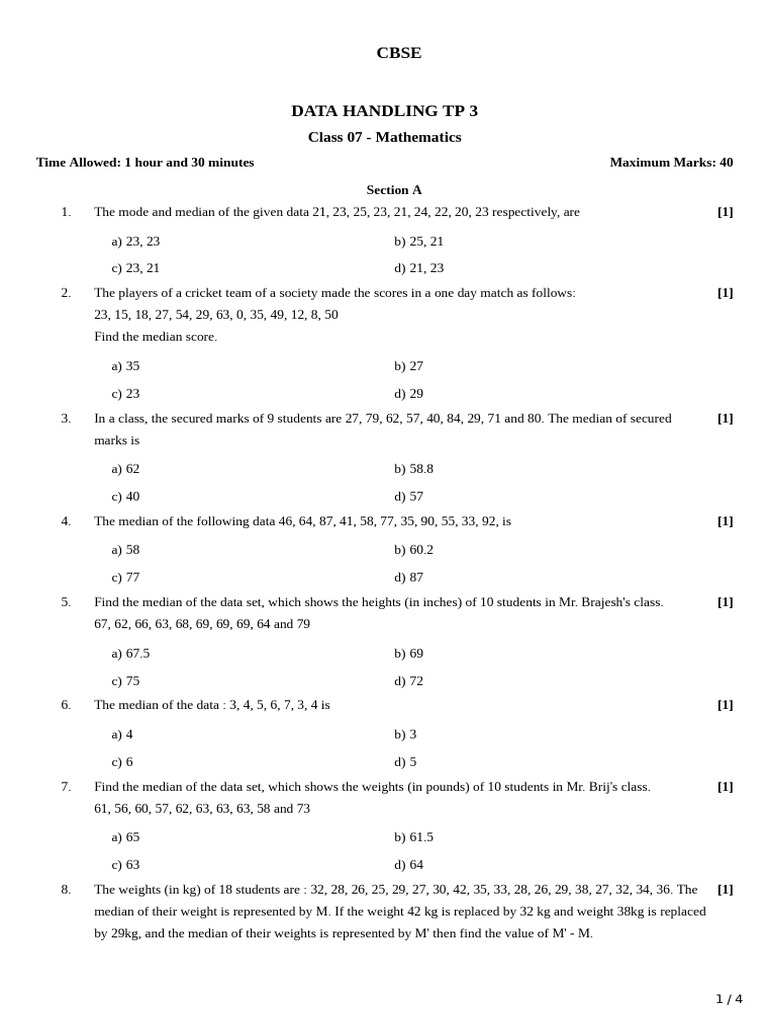 Data Handling TP 3 (Median) | PDF | Median