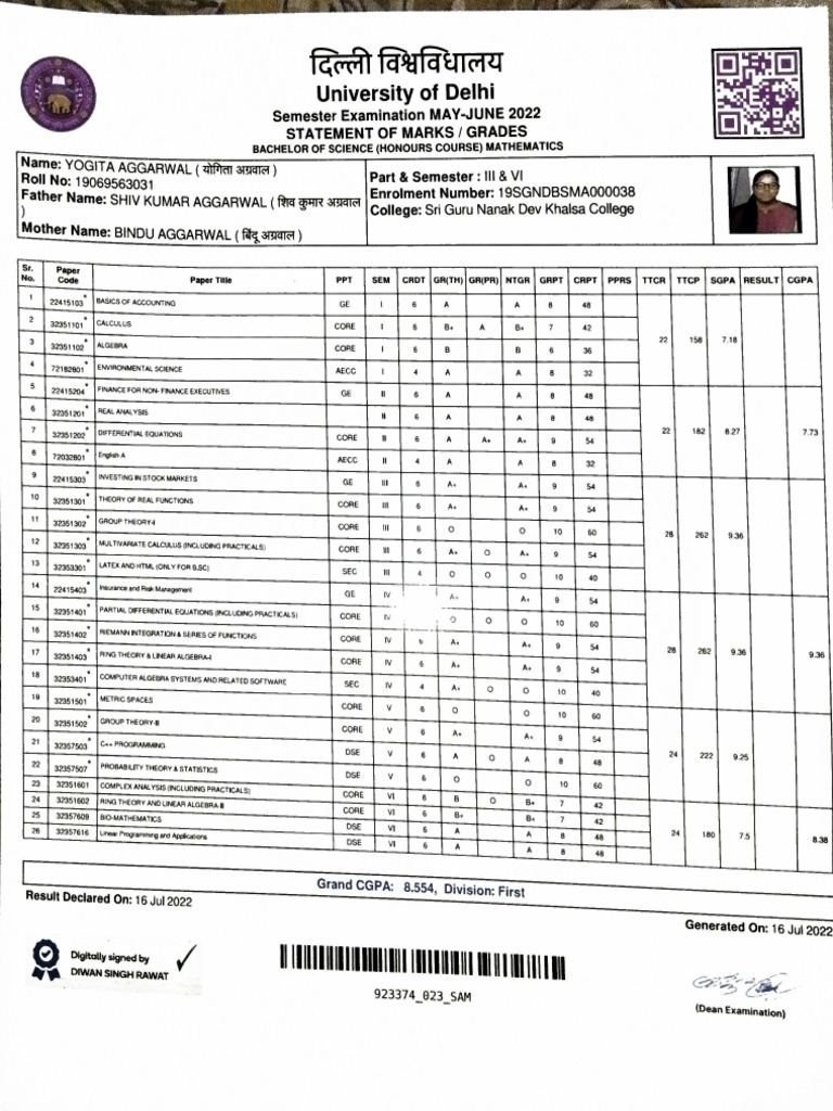 Marksheet Du | PDF