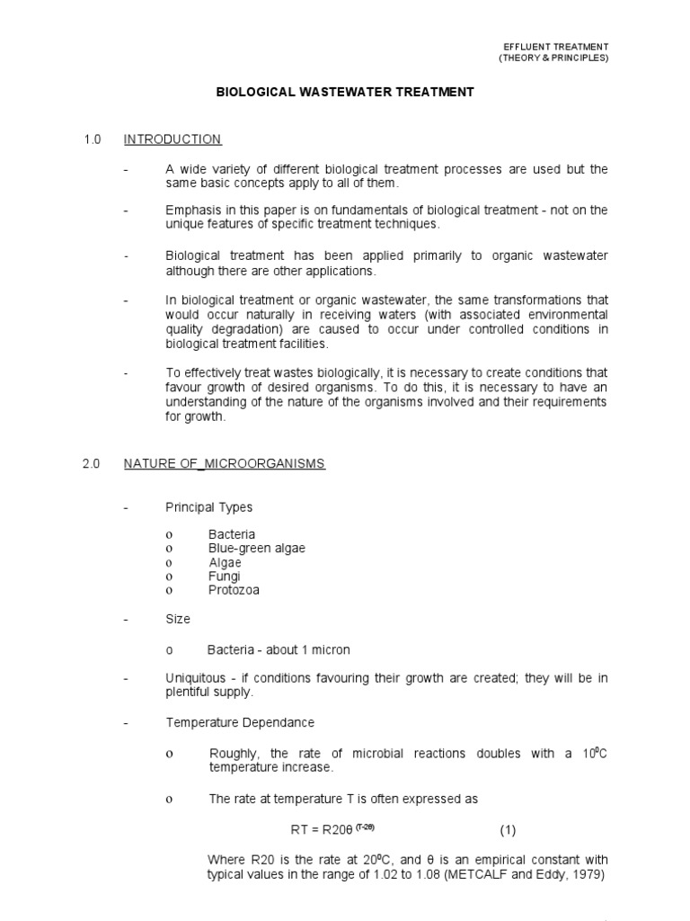 Fundamentals of Biological Treatment | PDF | Sewage Treatment ...