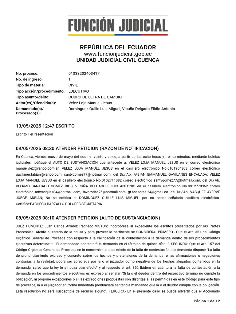 Expel 01333202403417 26107030 12062025 | PDF | Debido al proceso ...