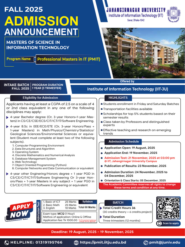 Fall 2025 PMIT Admission Details | PDF | Mathematics | Postgraduate ...