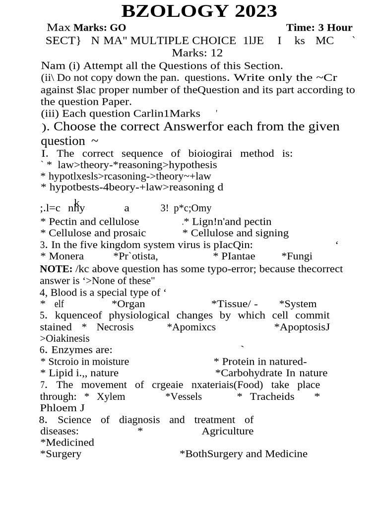 Biology MCQs for 2023 Exam Preparation | PDF | Cell (Biology) | Root